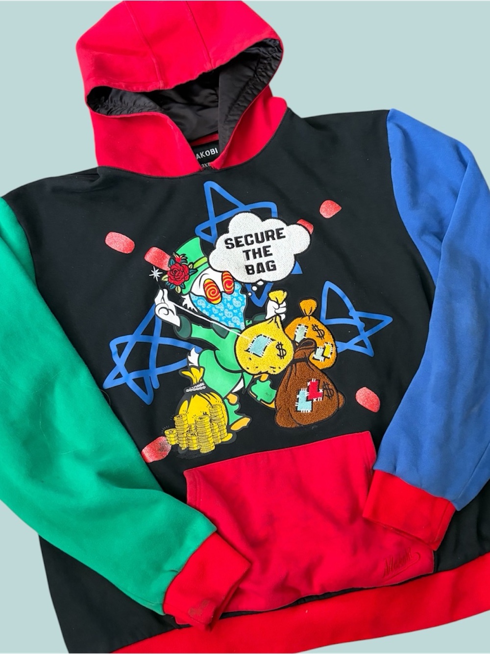 Mens Makobi Secure The Bag Embroidered Fleece Hoodie